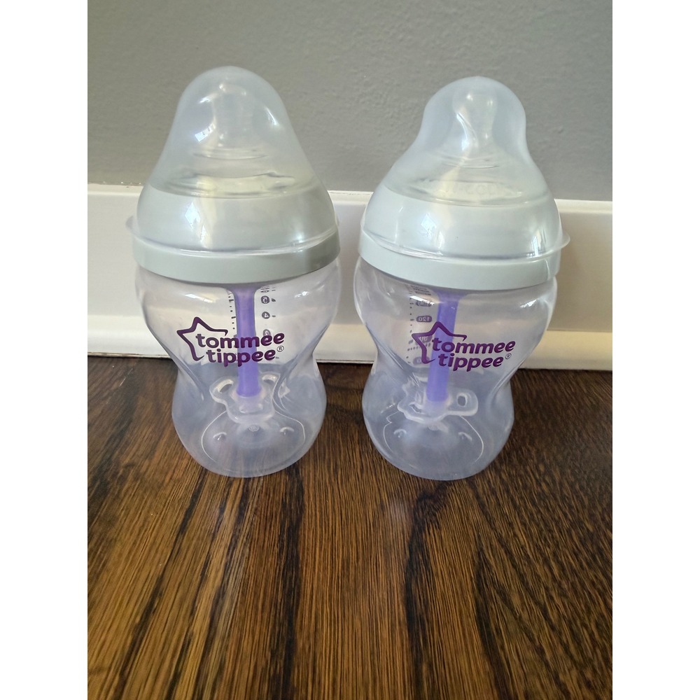 Tommee Tippee Advanced Anti Colic Baby Bottles 9oz 2 Pack Purple Heat Sensing